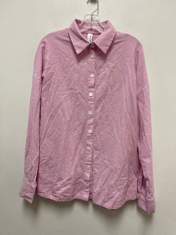 Blouse Long Sleeve By Clothes Mentor In Pink, Size: L