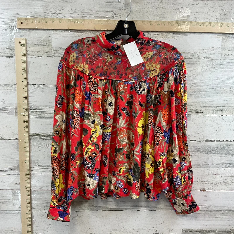 Blouse Long Sleeve By French Connection In Red, Size: S