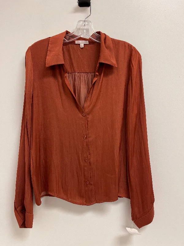 Blouse Long Sleeve By Gianni Bini In Orange, Size: L