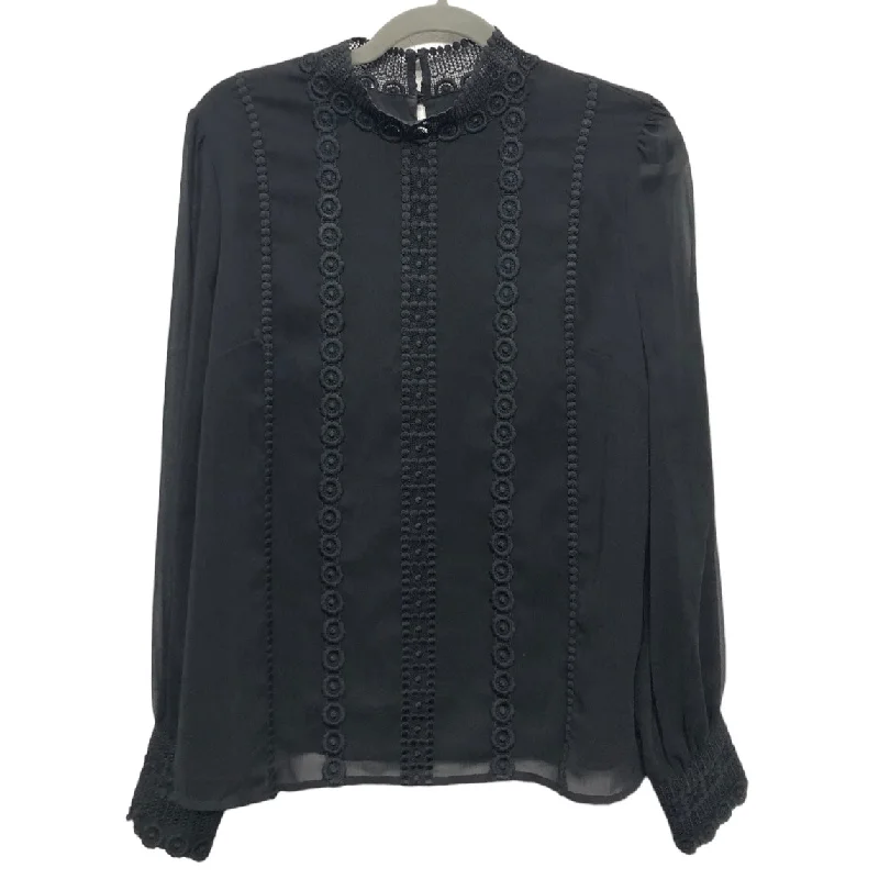 Blouse Long Sleeve By Ted Baker In Black, Size: 10