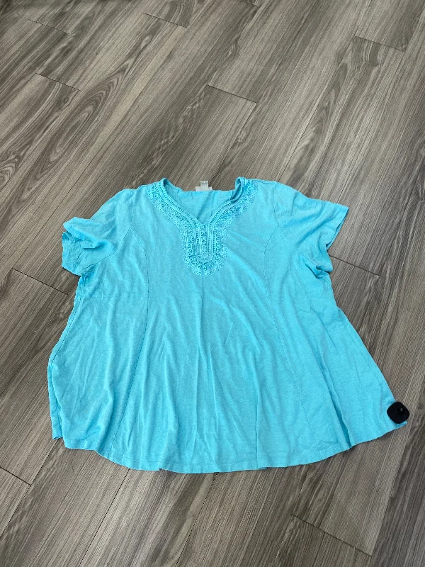 Blouse Short Sleeve By Catherines In Blue, Size: 3x