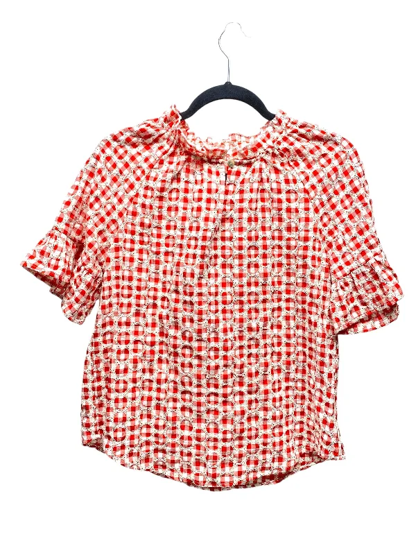 Blouse Short Sleeve By Clothes Mentor In Checkered Pattern, Size: S