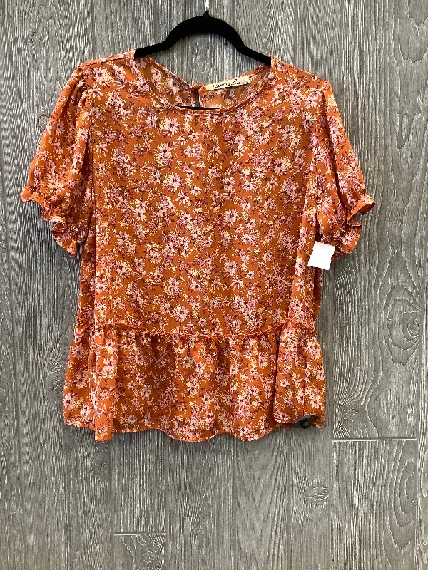 Blouse Short Sleeve By Liberty Love In Orange, Size: 1x