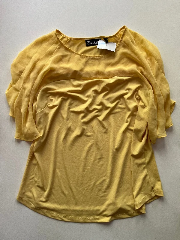 Blouse Short Sleeve By New York And Co In Yellow, Size: L