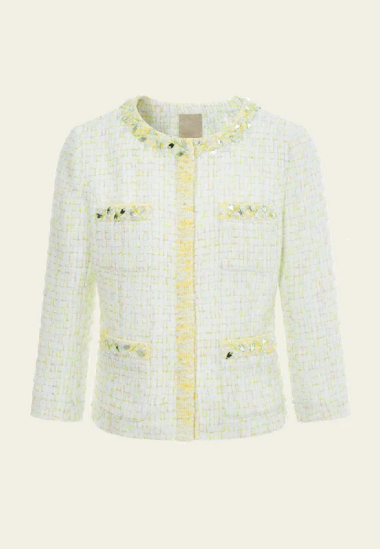 Candy Checked Embellished-trim Patch-pocket Jacket