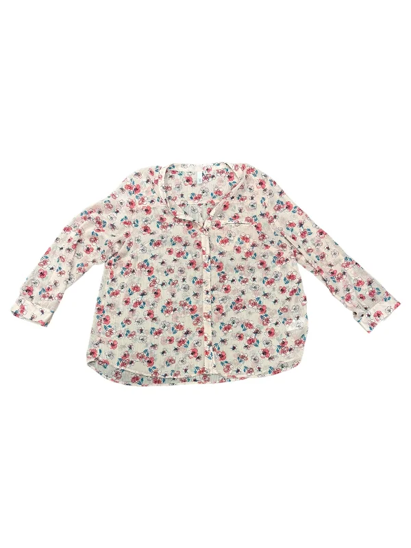 Floral Print Blouse Long Sleeve Kut, Size 2x