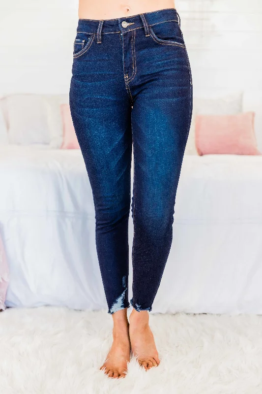 Kristy Dark Wash Distressed Skinny Jeans