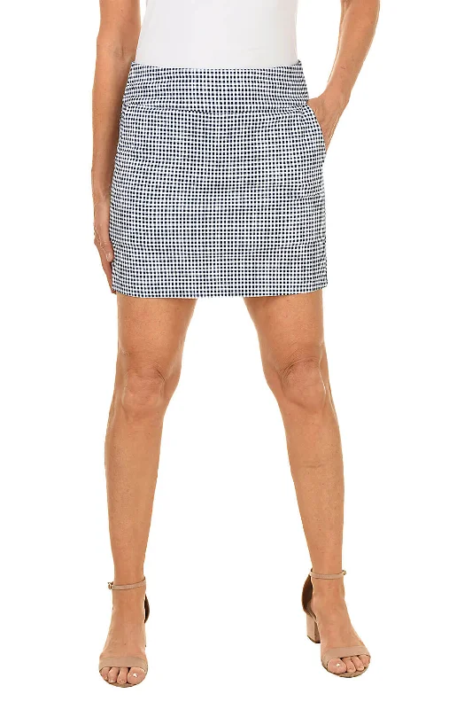 Pull-On Checkered Print Skort