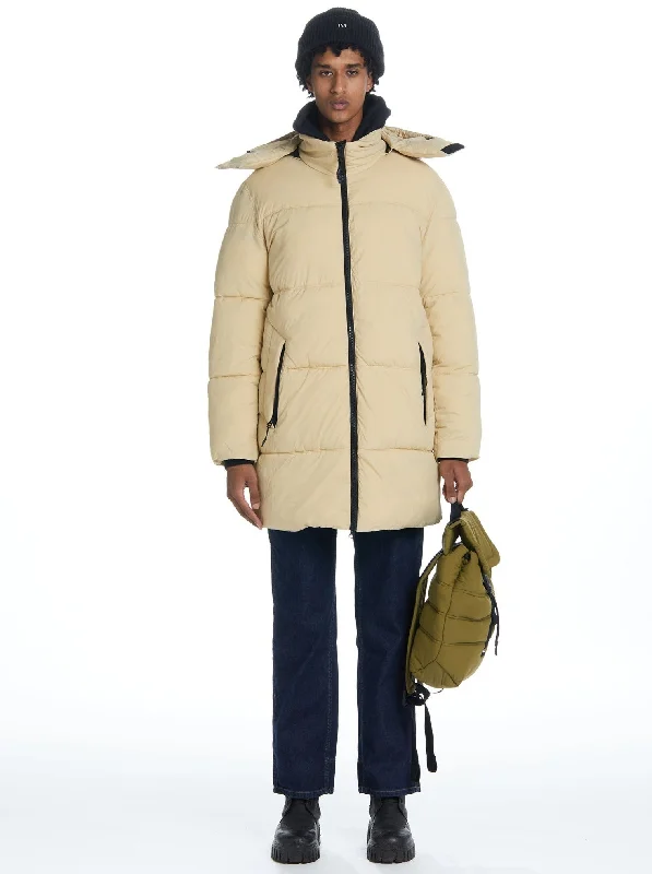 Long Hooded Puffer - Cream