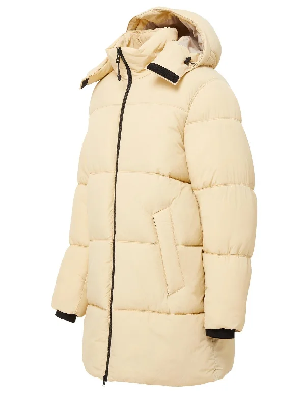 Long Hooded Puffer - Cream