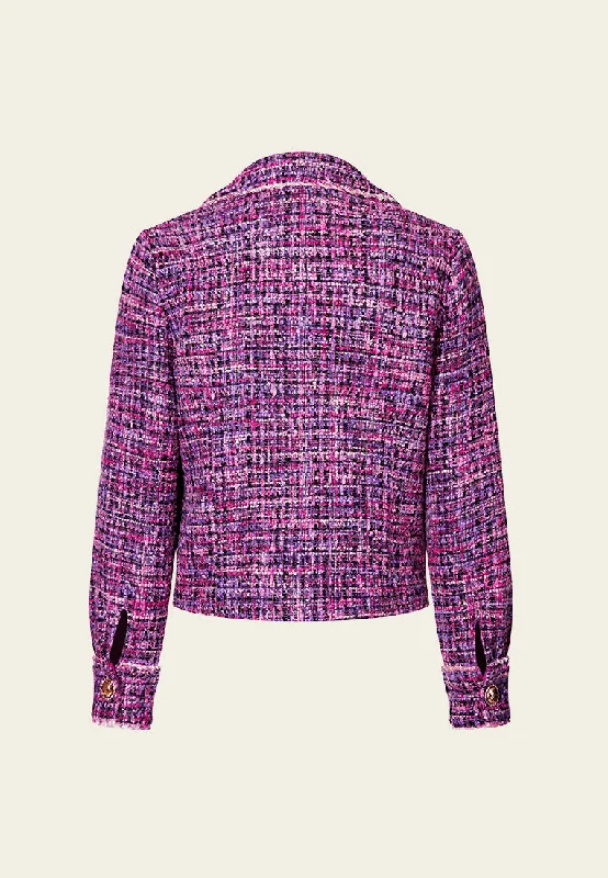 Notch-lapel Puff-sleeve Cropped Jacket