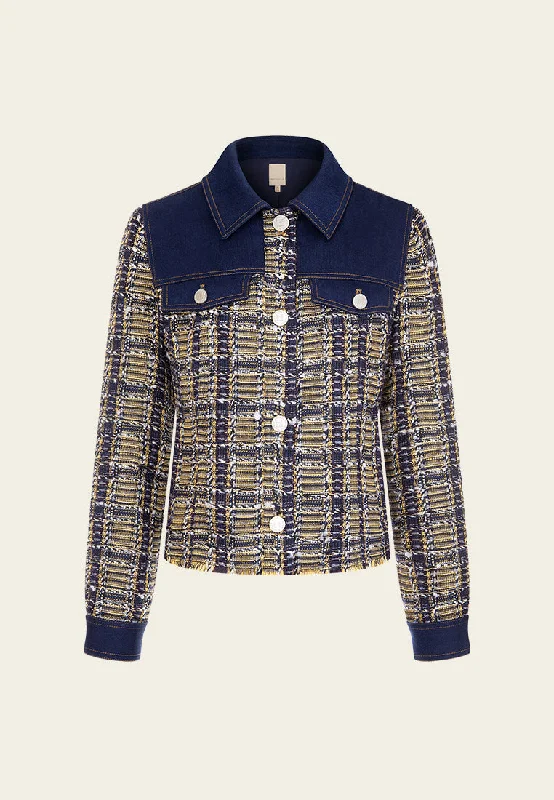 Patchwork Denim and Lurex Tweed Jacket