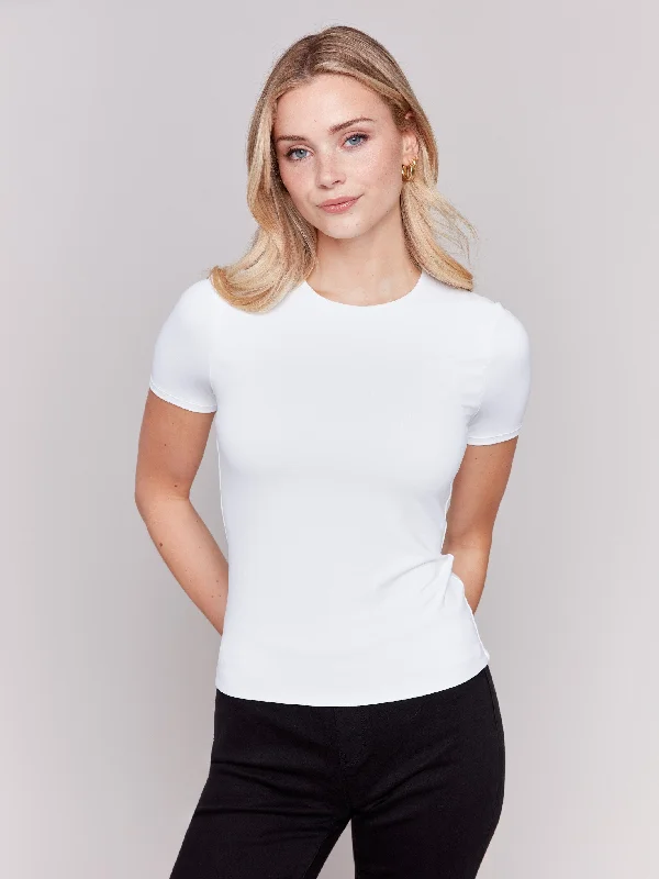 Short-Sleeved Super Stretch Top - White