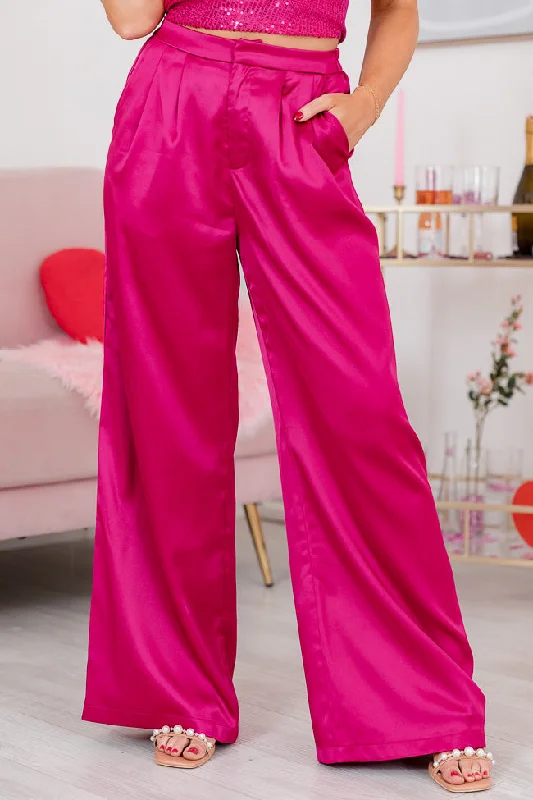 So Easy To Love Pink Satin Wide Leg Pants FINAL SALE