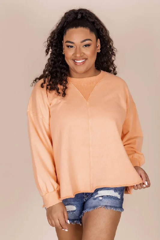 Be Yourself Orange Acid Wash Pullover FINAL SALE