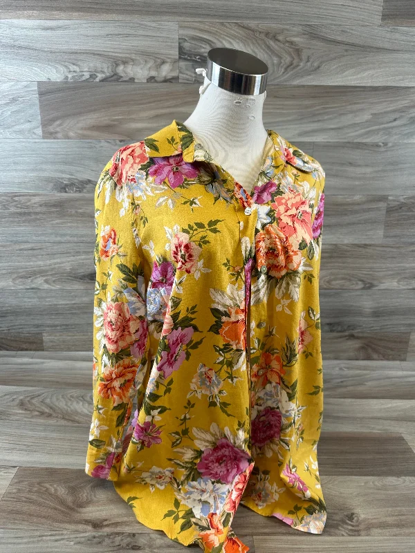 Top 3/4 Sleeve By Rachel Roy In Orange & Yellow, Size: L