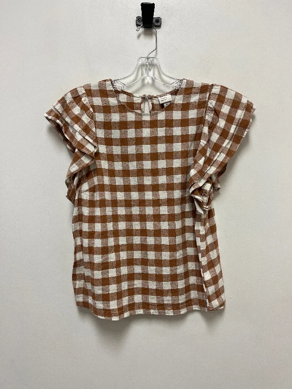 Top Short Sleeve By A New Day In Brown & White, Size: S