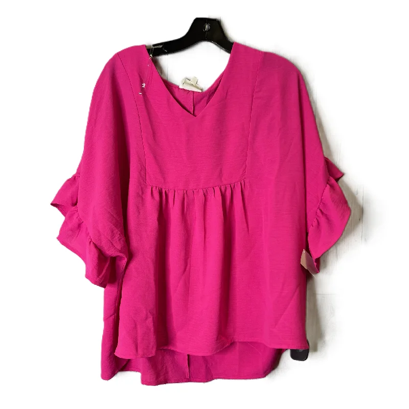 Top Short Sleeve By Andree By Unit In Pink, Size: M