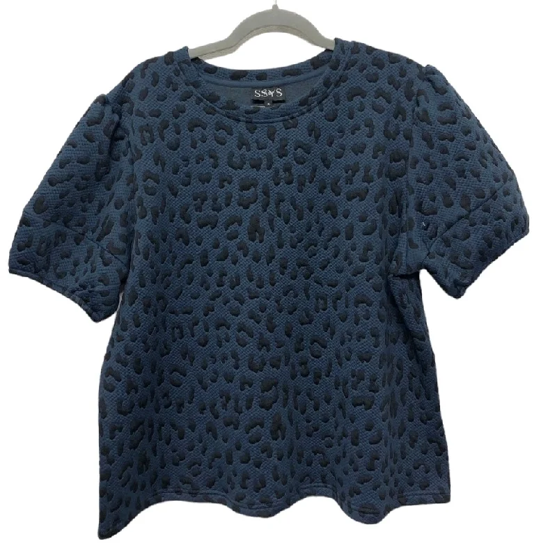 Top Short Sleeve By Cmc In Black & Blue, Size: Xl