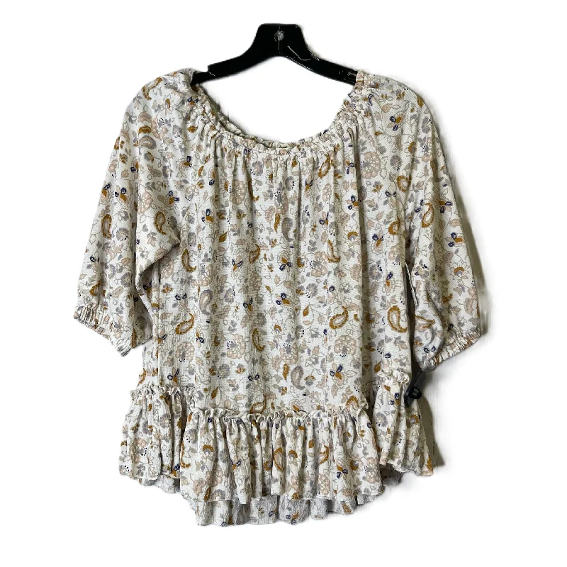 Top Short Sleeve By Melloday In Cream, Size: S