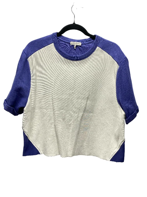 Top Short Sleeve By Rag And Bone In Blue & White, Size: M