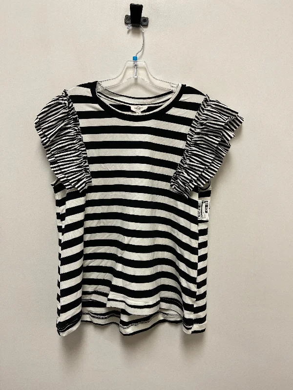 Top Short Sleeve By Umgee In Black & White, Size: L