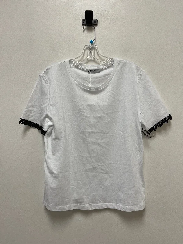 Top Short Sleeve By Zara In White, Size: L